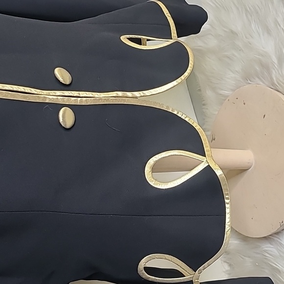 Jacket Size 16 Black Gold Lame Piping Evil Eye Embellished Unique Funky Handmade - Picture 4 of 8